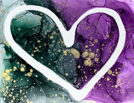Green and Purple Heart Ink
