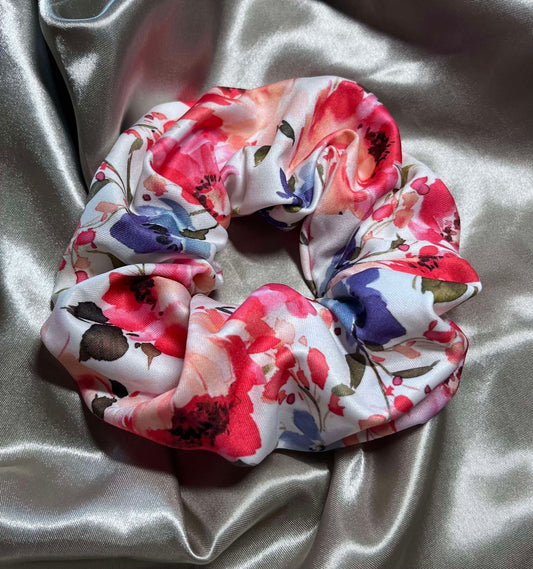 Pink Floral Scrunchie